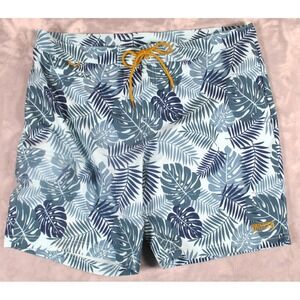 Duluth Trading Mens sz 40 Board Swim Shorts Drawstring pockets Blue Hawaiian